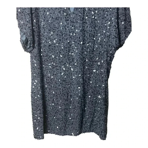 AIDAN MATTOX COLD SHOULDERS SEQUINS MINI DRESS GRAY/BLUE IN COLOR SIZE 0‎ - Picture 9 of 9